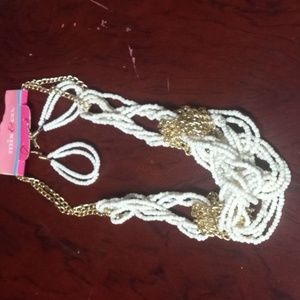 Beaded necklace and earrings